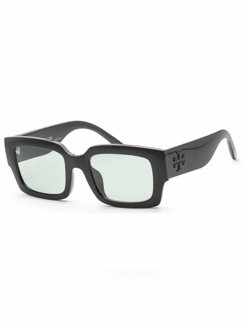 Tory Burch TY9067U Black Mint Green Rectangular Sunglasses 51mm + Case